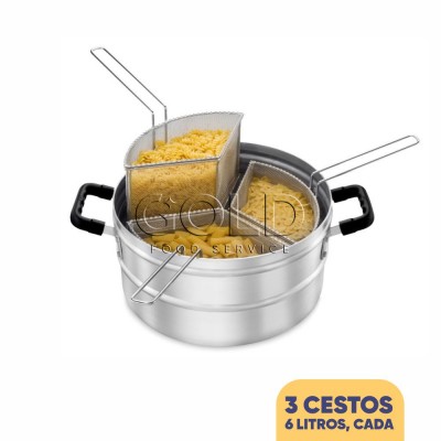 10521 - Caçarola sem tampa para massa n36 20cm alt 18l com 3 cestos ABC