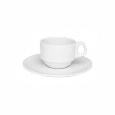 10794 - xícara de cafézinho com pires empilhável branco porcelana Oxford 12 x 75ml