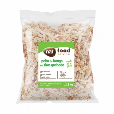 10813 - Frango - filé peito em tiras grelhado marinado cozido e congelado Nat 2kg