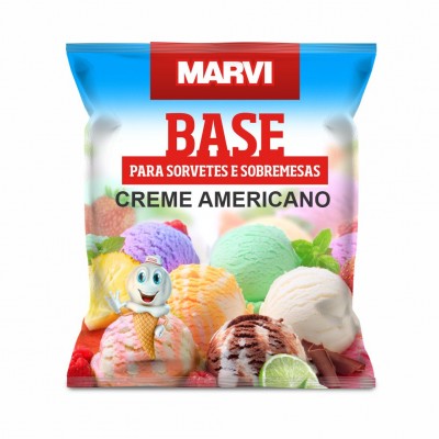 10966 - base em pó P/sorvete creme americano Marvi 1kg