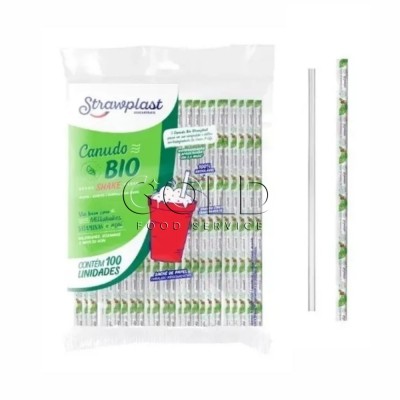 11104 - canudo P/Milk Shake 21cm x 8mm Strawplast 100un - biodegradável