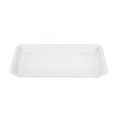 11602 - bandeja isopor 03 branca rasa Bom Apetite 100un 23,5 x 18 x 1,5cm br03