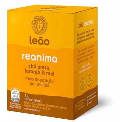 12509 - chá preto, laranja e mel Leão reanima 10 envelopes