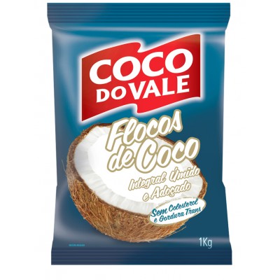 12736 - coco flocos 1kg úmido e adoçado Coco do Vale