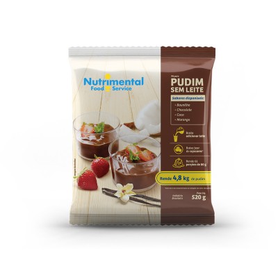 13357 - pudim sem leite morango Nutrimental 520g rende 81 porções de 80ml