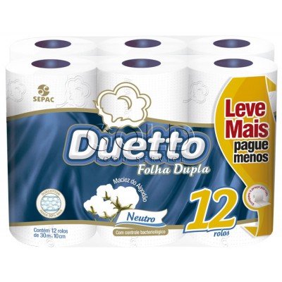 14106 - papel higiênico folha dupla Duetto 12 x 30mt