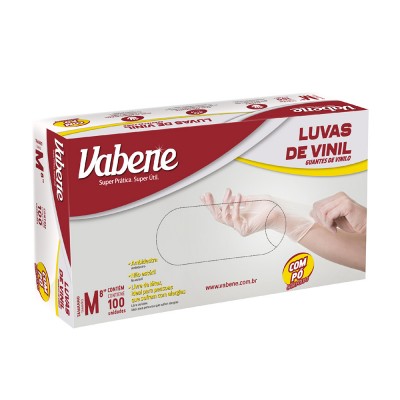 14144 - luva vinil com pó média Vabene 100un