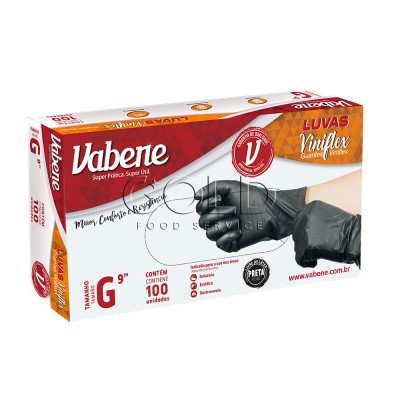 14966 - luva viniflex sem pó preta grande Vabene 100un