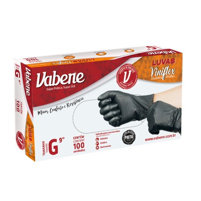 14966 - luva viniflex sem pó preta grande Vabene 100un