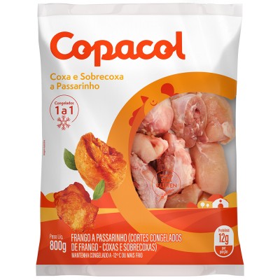 15120 - Frango - coxa e sobrecoxa a passarinho IQF Copacol 800g