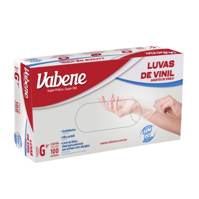 15221 - luva vinil sem pó grande Vabene 100un