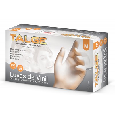 15290 - luva vinil sem pó média Talge 100un