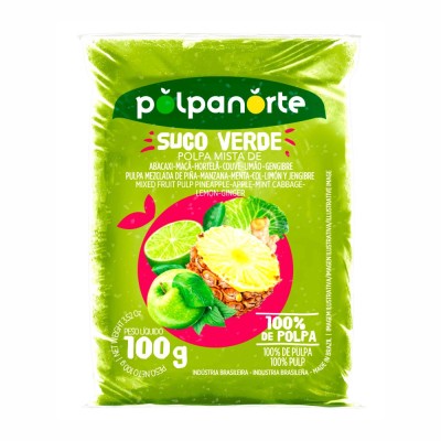 15521 - polpa de suco verde (abac, maçã, hort, couve, limão, geng) polpanorte 10 x 100g