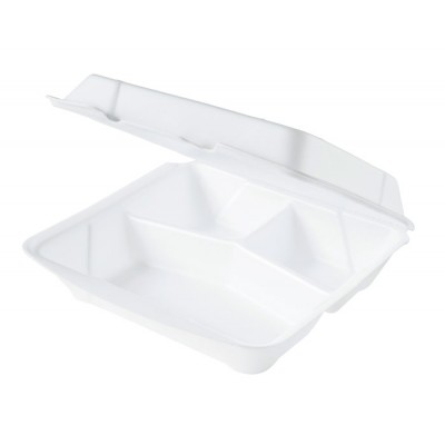 15667 - marmita 3 divisões 1,2L isopor tampa articulada Fibraform 100un 25,5x23,5x9cm HF132