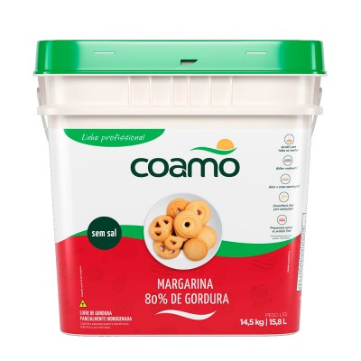 15859 - margarina sem sal 80% lipídios Coamo 14,5kg