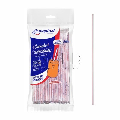 15882 - canudo P/garrafa 26cm x 5mm Strawplast 100un