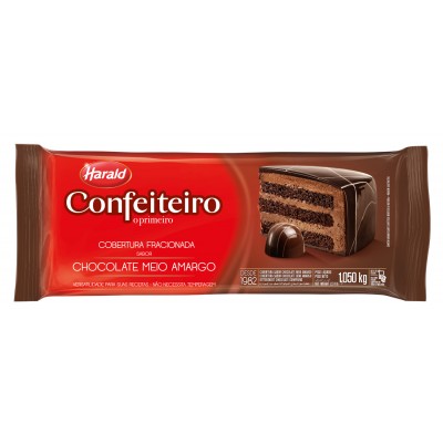 16191 - cobertura fracionada chocolate meio amargo barra 1,01kg Confeiteiro Harald