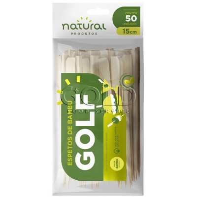 17755 - espeto de bambu tipo golf 15cm Natural 50un