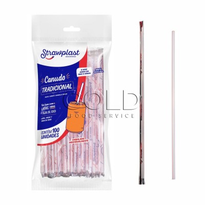 17854 - canudo P/lata 21cm x 5mm Strawplast 100un