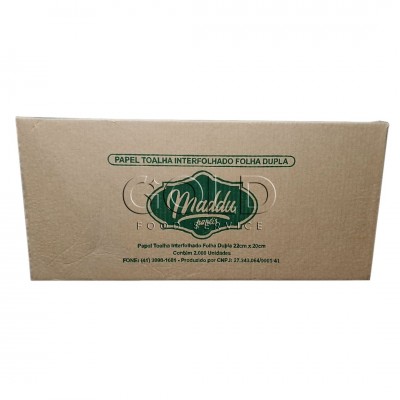 18223 - toalha papel interfolha folha dupla Maddu 22 x 20cm 2.000fl 38gr