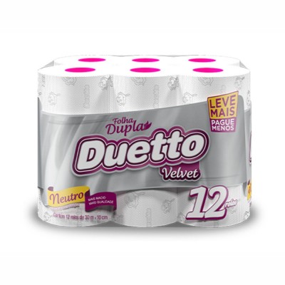 18239 - papel higiênico folha dupla Duetto velvet 12 x 30mt
