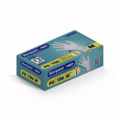 18317 - luva vinil com pó média Bompack 100un