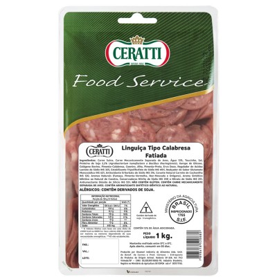 18321 - linguiça calabresa fatiada resfriada Ceratti 1kg