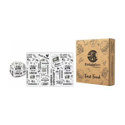 18635 - papel acoplado P/Fast food embale Bem 30 x 38cm 400un