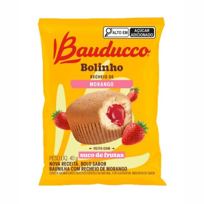18759 - bolinho baunilha recheio morango Bauducco 16 x 40g