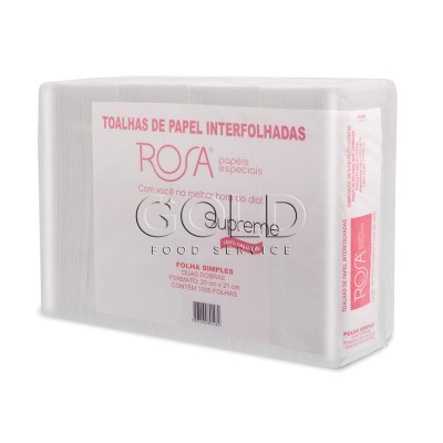 18767 - toalha papel interfolha folha simples Rosa Supreme 20 x 21cm 1.000fl 100% 28gr