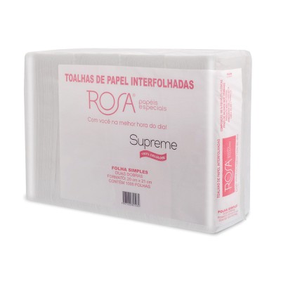 18767 - toalha papel interfolha folha simples Rosa Supreme 20 x 21cm 1.000fl 100% 28gr