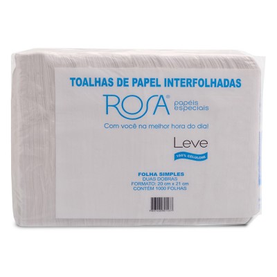 18768 - toalha papel interfolha folha simples Rosa Leve 20 x 21cm 1.000fl 100% 20gr
