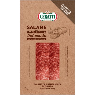 19354 - salame hamburguês defumado fatiado Ceratti 100g