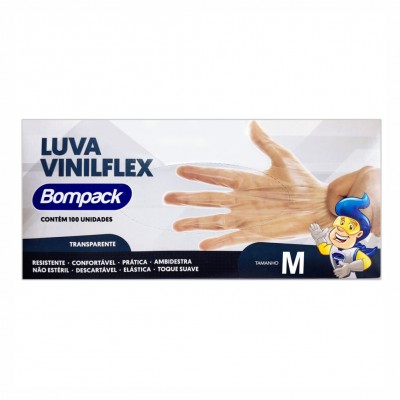 19887 - luva viniflex sem pó média Bompack 100un