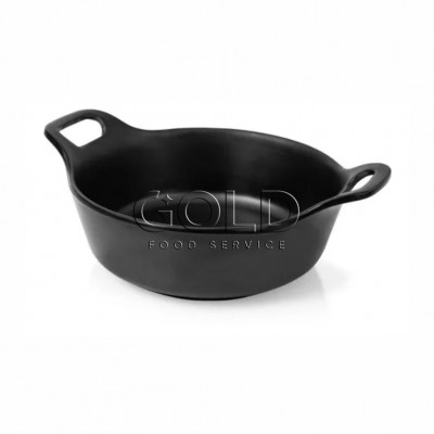 20015 - mini travessa redonda 22,2 x 17,2 x 7,5cm c/alça preta melamina Gourmet Mix un