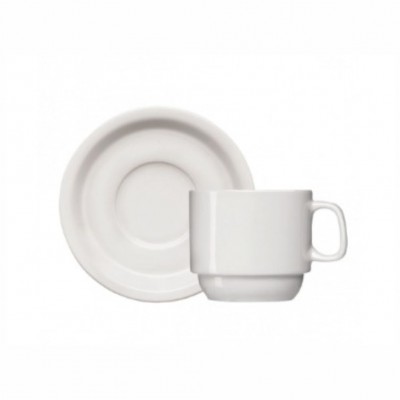 20080 - xícara de chá com pires Iguaçu branco porcelana Germer 12 x 215ml