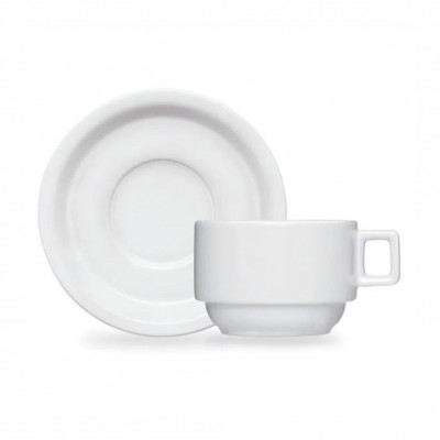 20081 - xícara de chá com pires bar/hotel branco porcelana Germer 12 x 210ml
