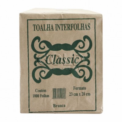 20396 - toalha papel interfolha folha simples branca Classic 23 x 20cm 1.000fl 22/24gr