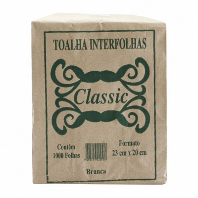 20396 - toalha papel interfolha folha simples branca Classic 23 x 20cm 1.000fl 22/24gr