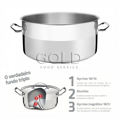 20571 - Caçarola aço inox rasa s/ tampa n40 19,8cm alt 23l Tramontina un