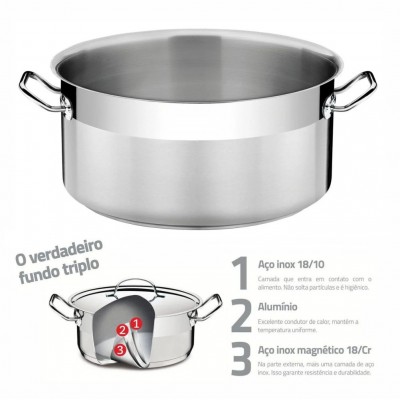 20573 - Caçarola aço inox  funda s/tampa n36 23cm alt 22,3l Tramontina un