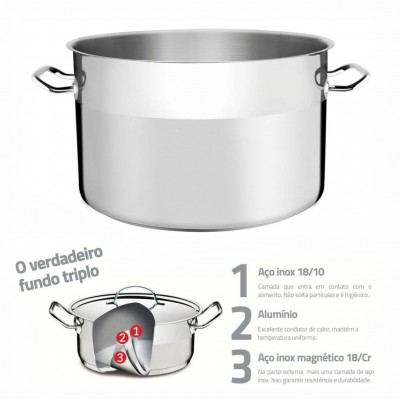 20574 - Caldeirão aço inox s/tampa n40 25,6cm alt 30l Tramontina un
