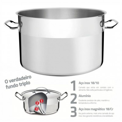 20575 - Caldeirão aço inox s/ tampa n50 30,7cm alt 58l Tramontina un