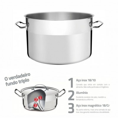 20576 - Caldeirão aço inox s/ tampa n36 28,8cm alt 28l Tramontina un