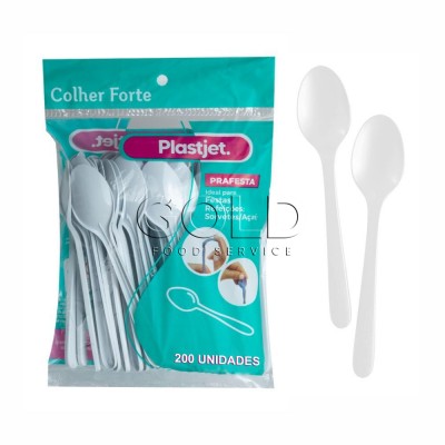 20862 - colher descartável refeição branca 16cm plastjet pct 200un