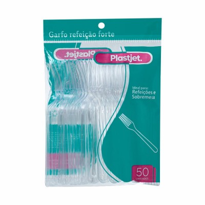 20866 - garfo descartável forte refeição cristal 18cm plastjet pct 50un