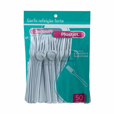 20867 - garfo descartável forte refeição branco 18cm plastjet pct 50un