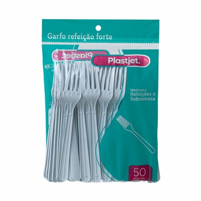20867 - garfo descartável forte refeição branco 18cm plastjet pct 50un
